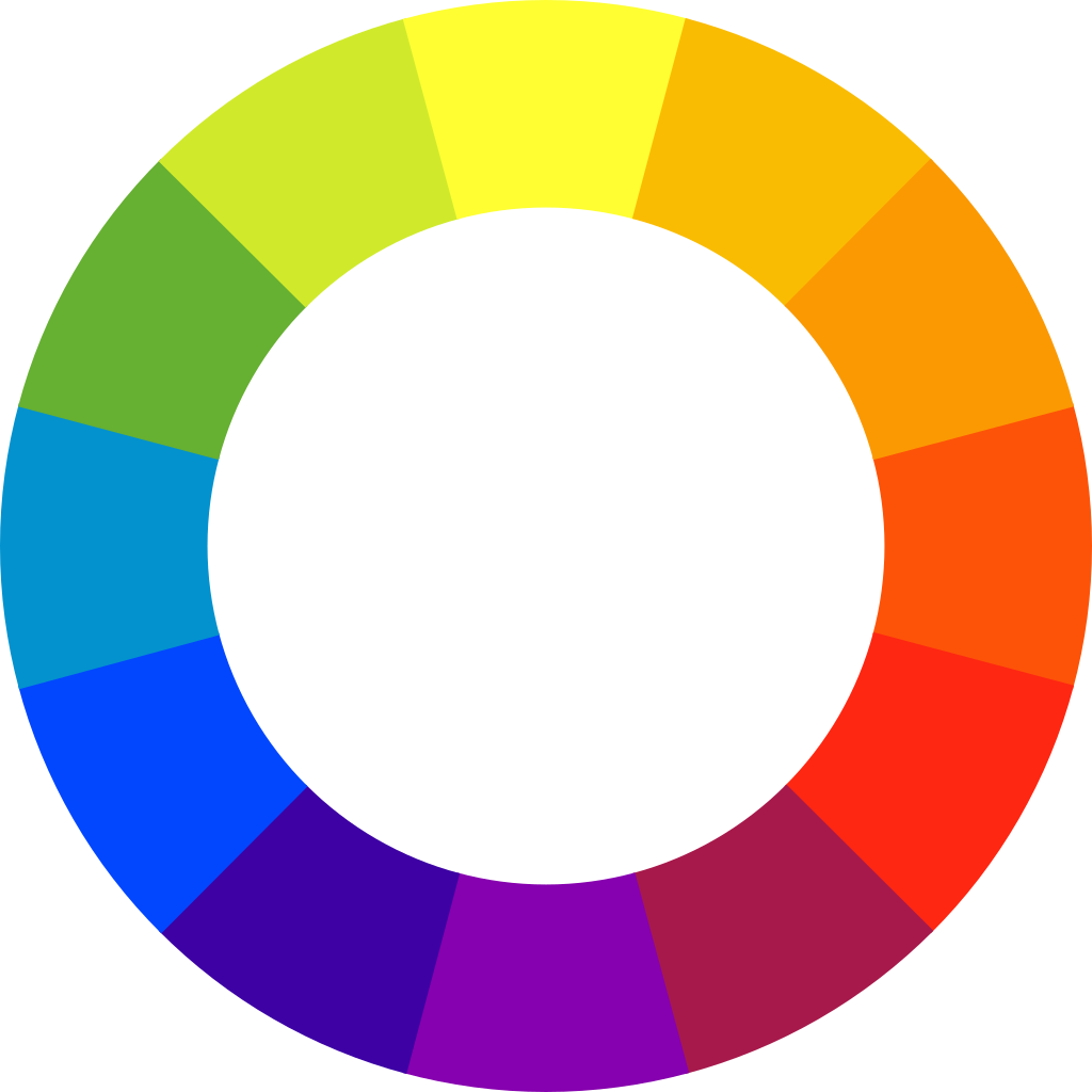  Цветовой круг. Цвета радуги в форме круга, начиная с желтого вверху