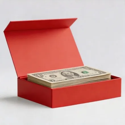 Коробка купюрница на металлизированной бумаге