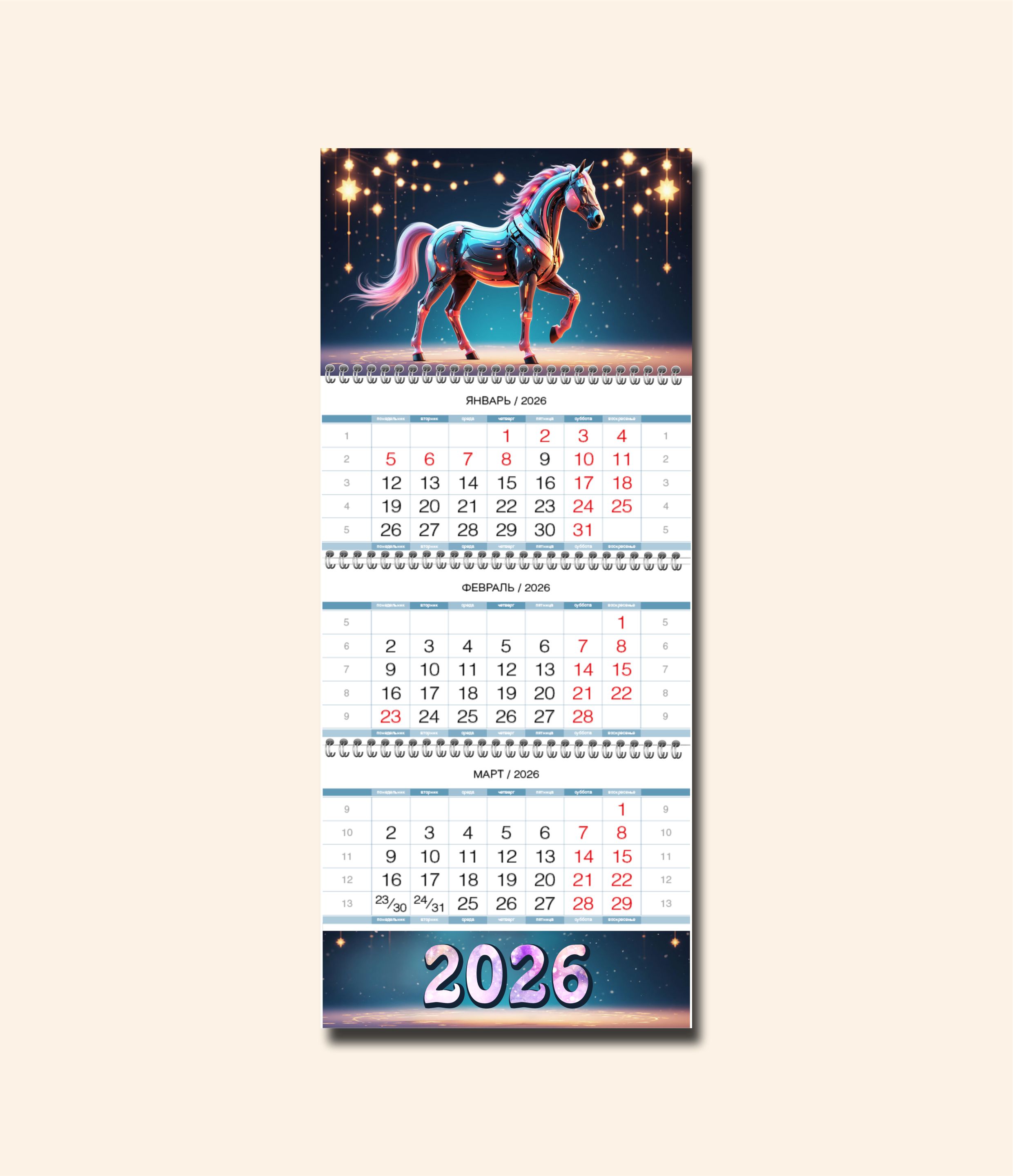 Квартальный календарь с 1-м рекламным полем Квартальный календарь с 1-м рекламным полем