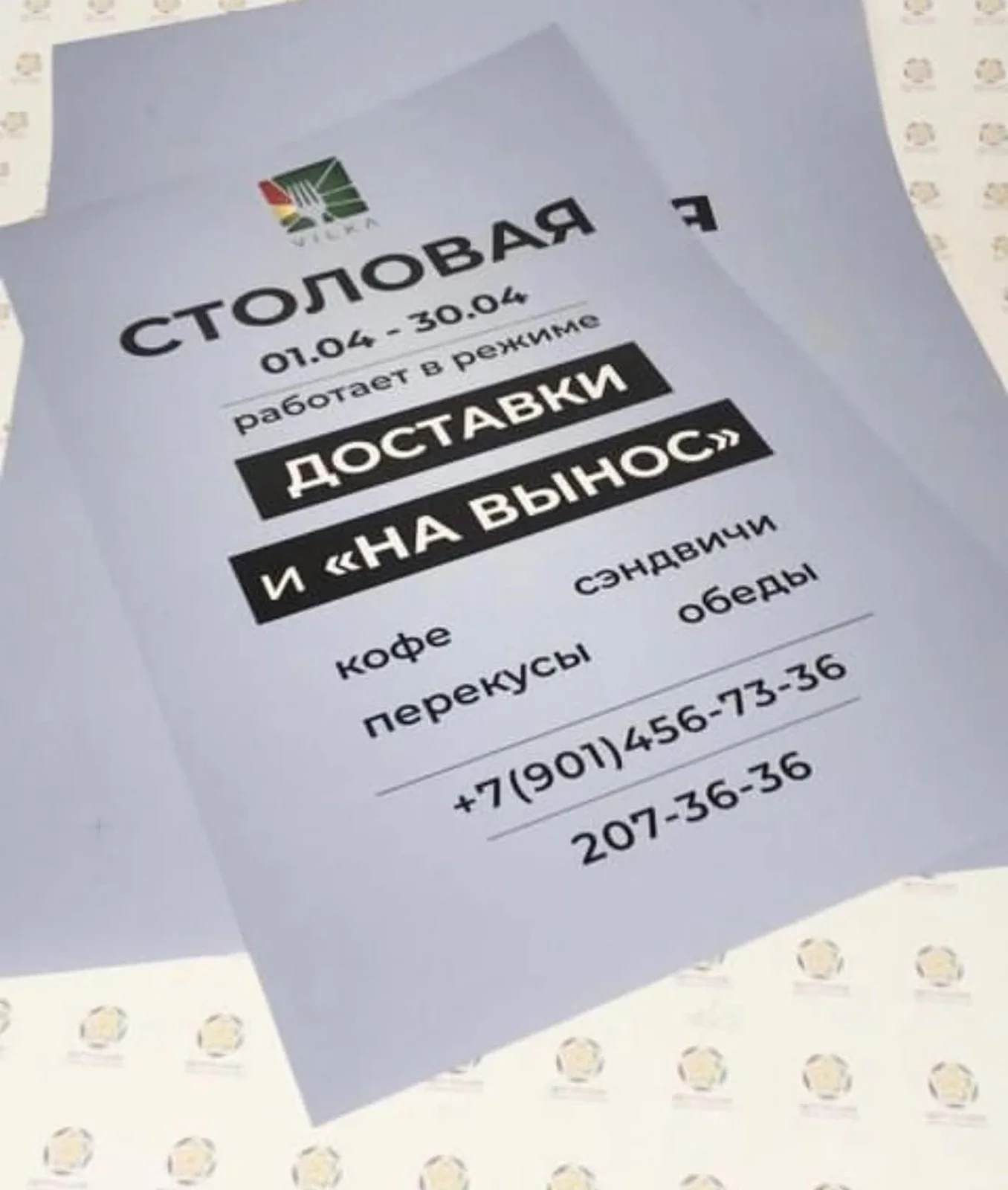 Рекламная листовка столовой с доставкой и блюдами навынос