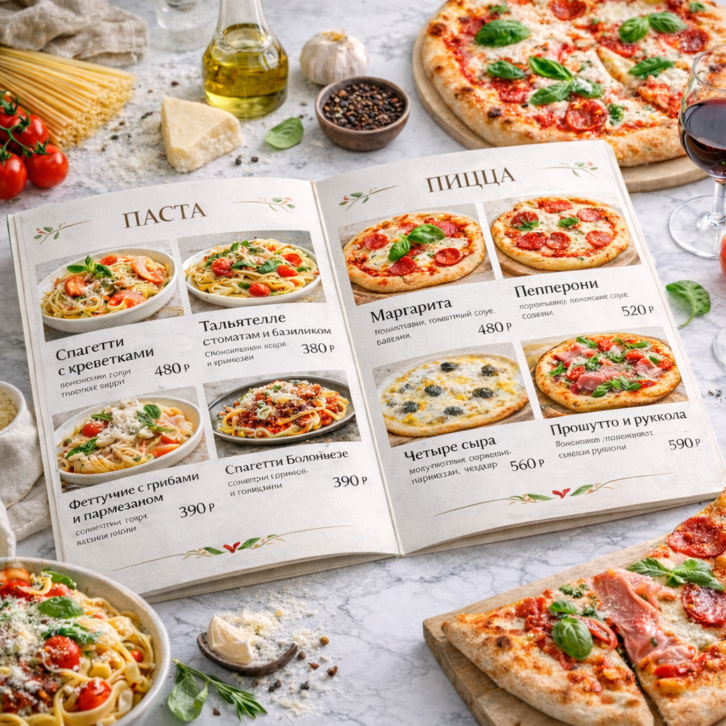 Меню на скрепке А4