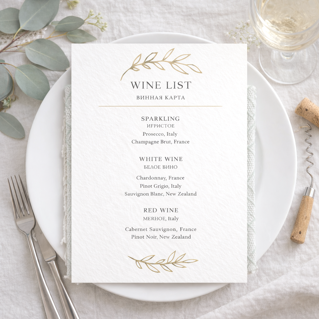 Меню простое