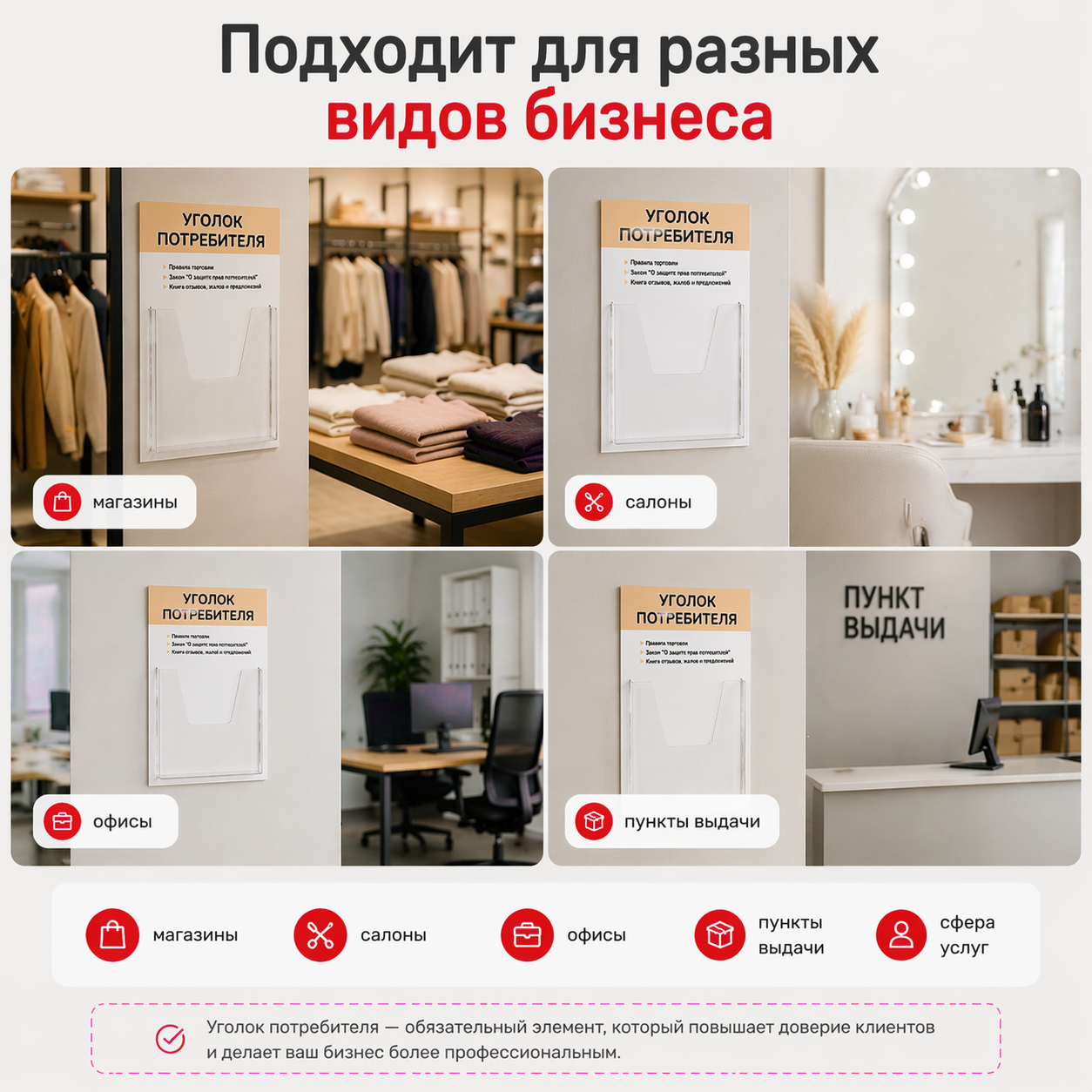 Уголок потребителя 28х70 см, карманами А4 и А5 Уголок потребителя 28х70 см, карманами А4 и А5