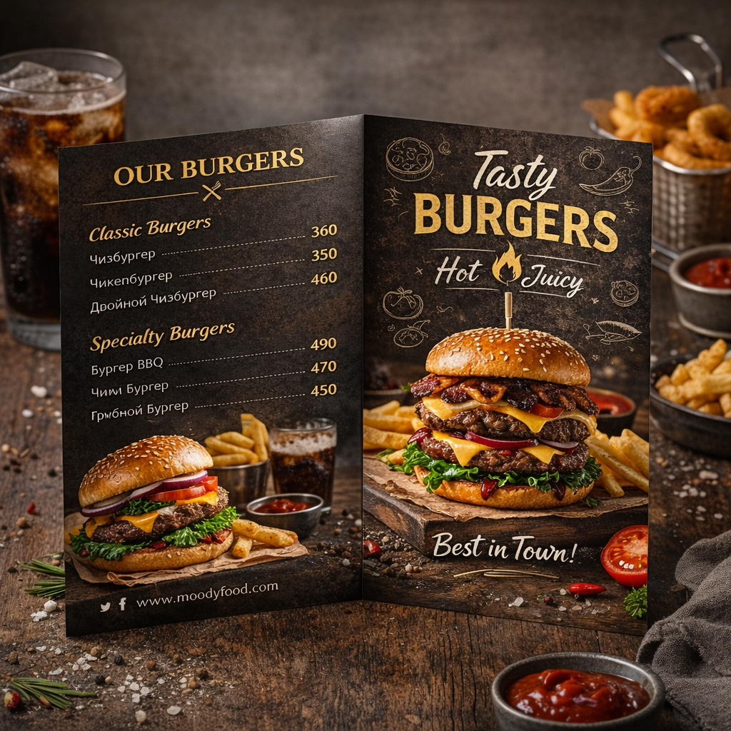 Меню в виде буклета