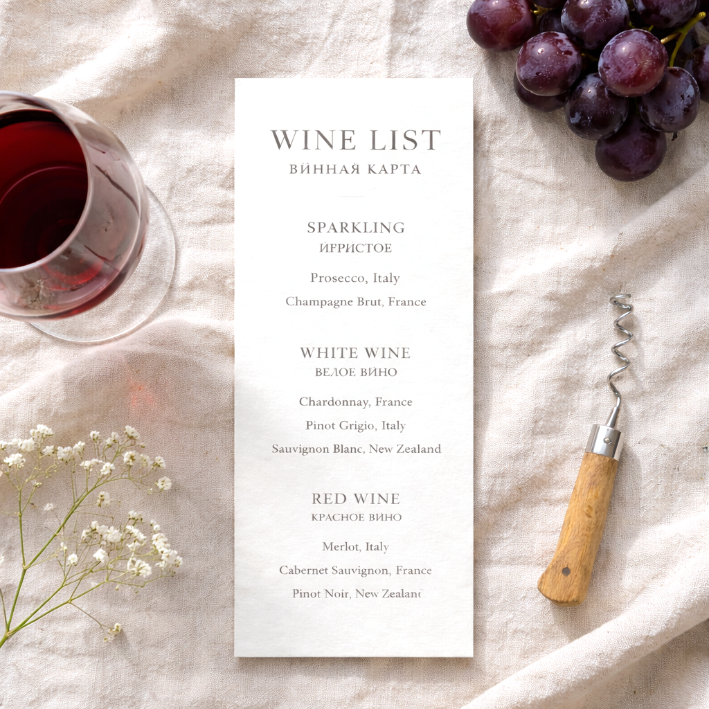 Меню простое