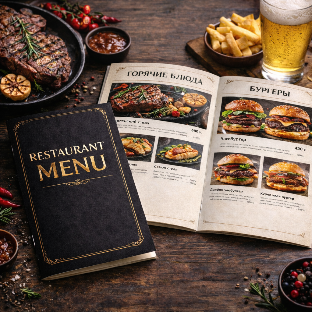 Меню на скрепке А5