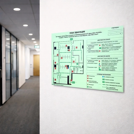 План эвакуации на пластике 40х30 см.