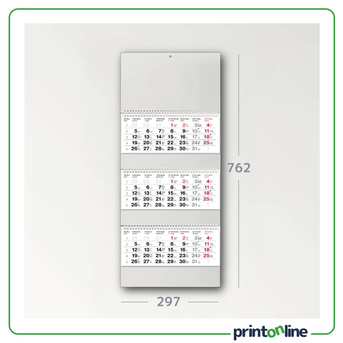 Sienas kalendārs | 3 reklāmas bloki