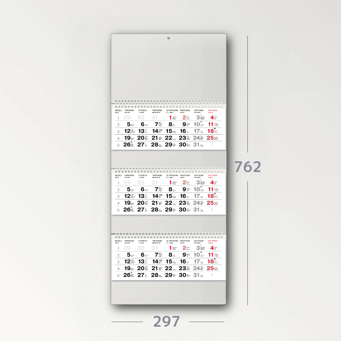 Sienas kalendārs | 3 reklāmas bloki