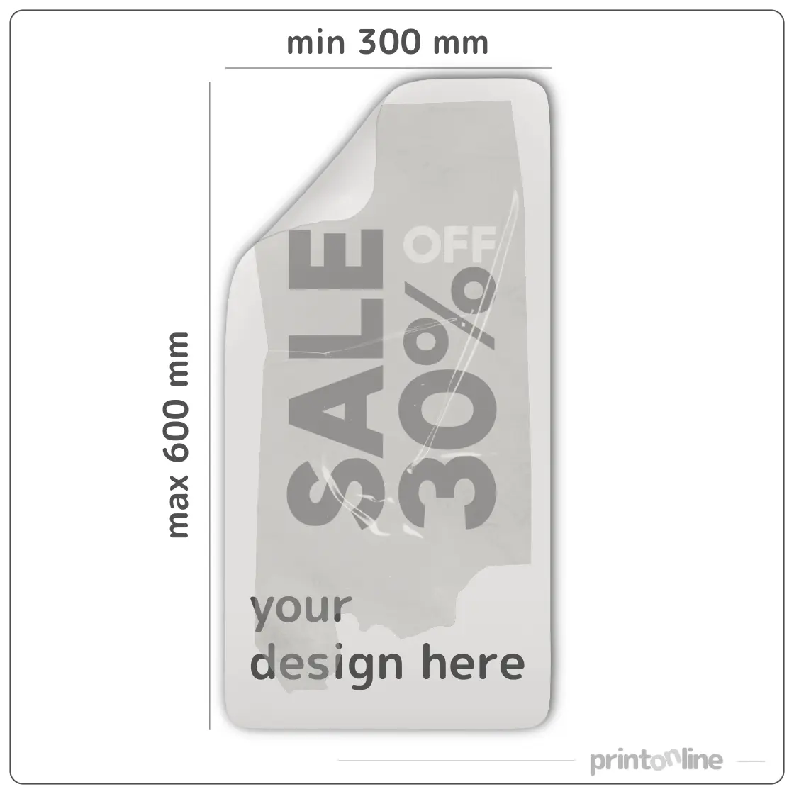 Kvadrātveida | Taisnstūra forma | Lielas uzlīmes līdz 600 mm